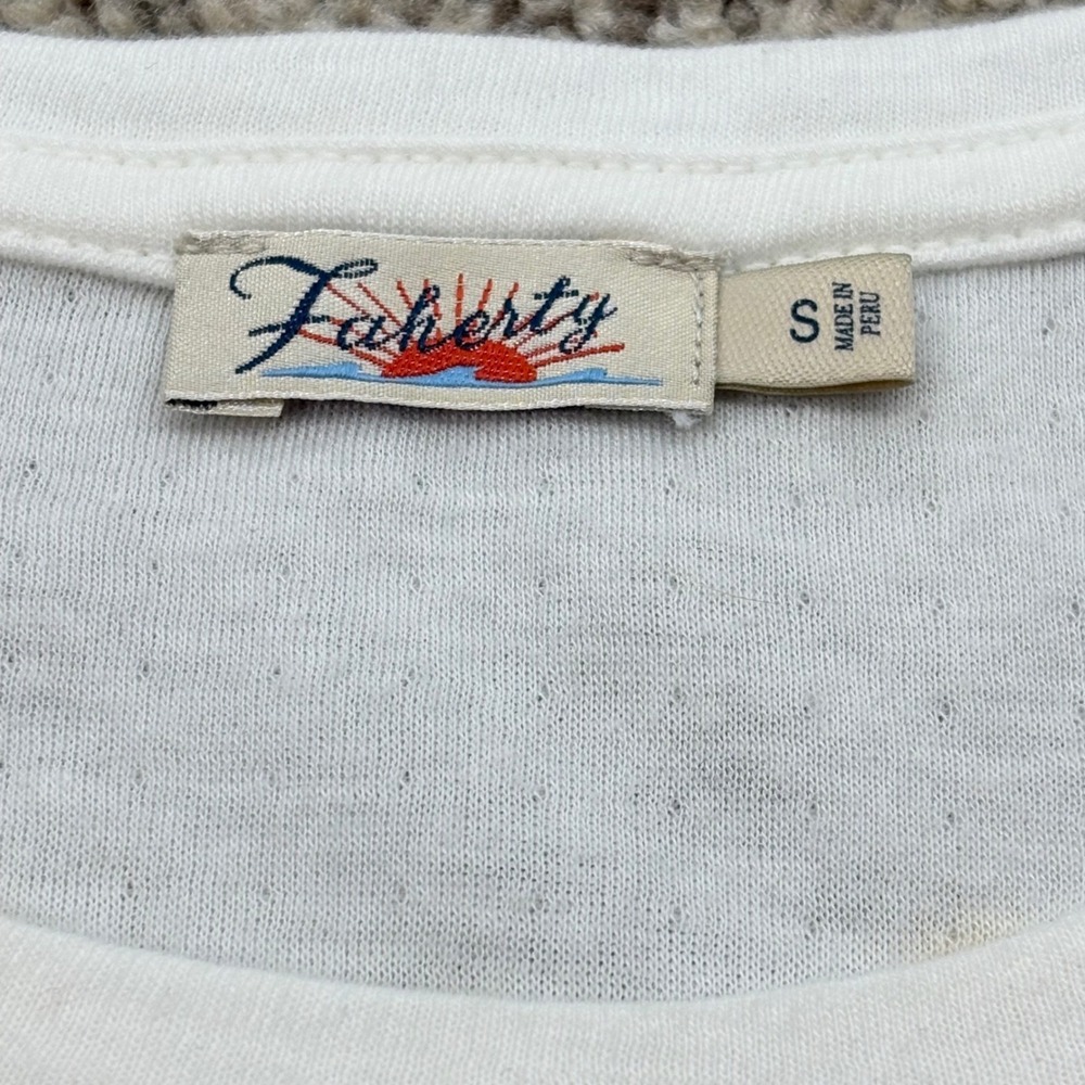 Faherty Tie Dye T Shirt Women S White Short Sleeve Peru - Picture 6 of 12